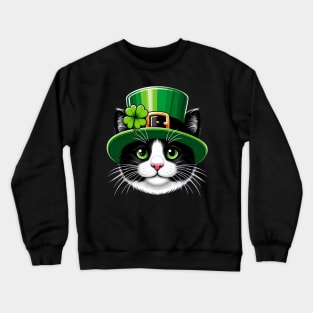 Girls Cat St Patricks Day Shamrock Irish Toddler Kids Women Crewneck Sweatshirt